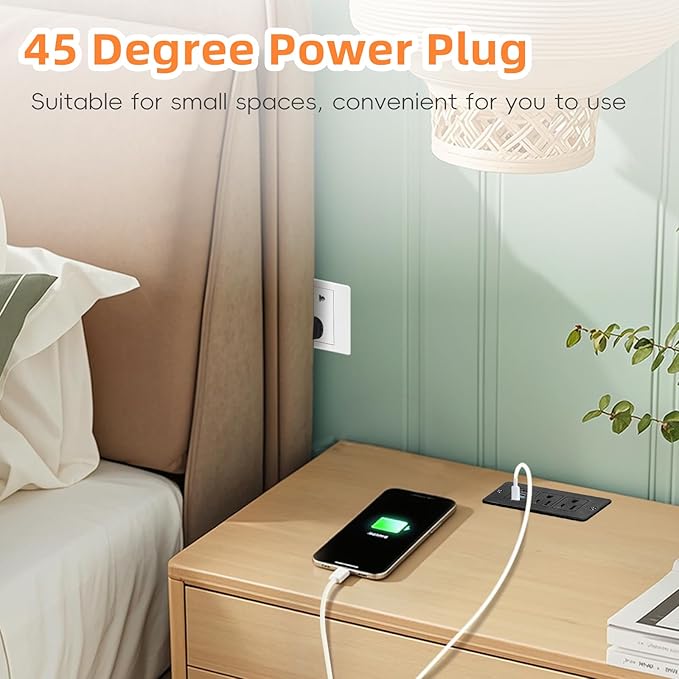2 Pack Recessed Power Strips USB, 20W Fast Charging Furniture Outlets - Image 5