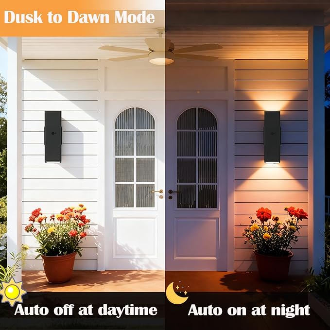 wowlite Motion Sensor Outdoor Wall Lights, Dusk to Dawn Outdoor Lighting - Image 3