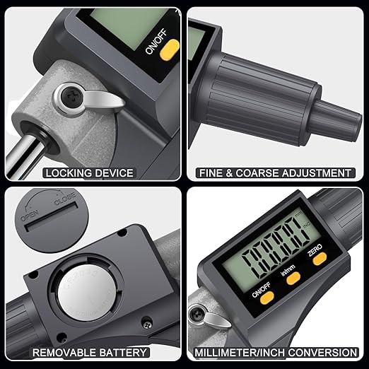 HDLKNAK Digital Outside Micrometer, 0.00005"/0.001mm Precision, Inch/Metric - Image 6