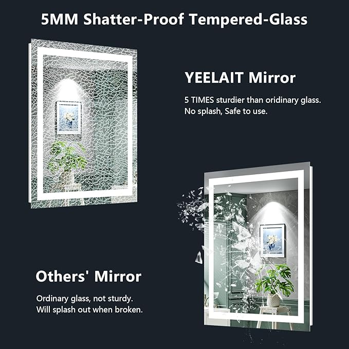YEELAIT 24x30 Inch LED Bathroom Mirror - Image 6