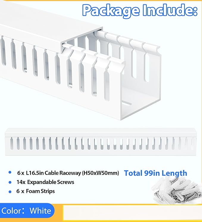 ZhiYo 2 x 2in Professional Server Rack Cable Management Raceway, 99in Cable - Image 6