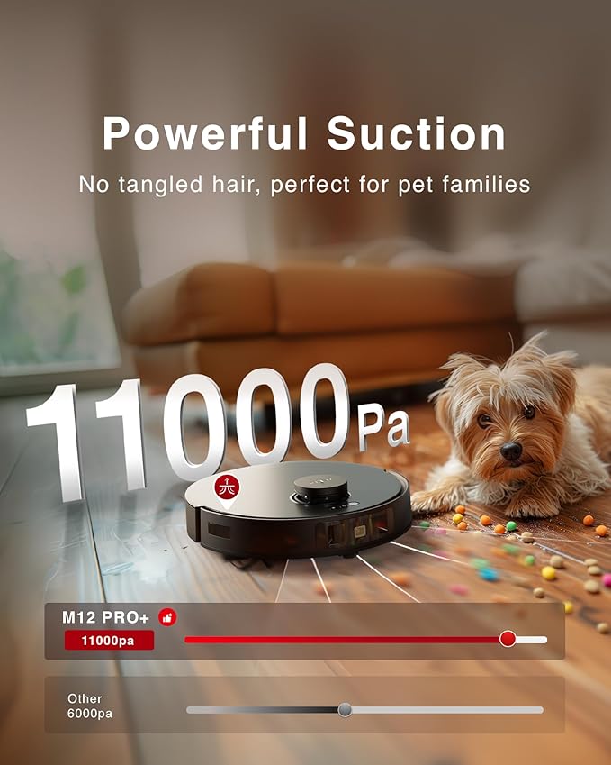 Yeedi M12 PRO Robot Vacuum and Mop Combo, 11000Pa Powerful Suction, ZeroTangle - Image 3