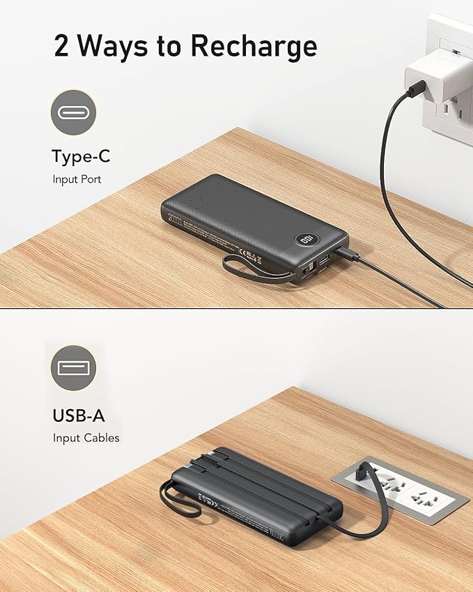 VEEKTOMX Portable Charger Built-in Cables, 20000mAh Power Bank - Image 6