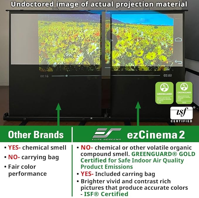 Elite Screens ezCinema 2, 110-inch 16:10 Portable Manual Floor Pull Up Scissor - Image 7