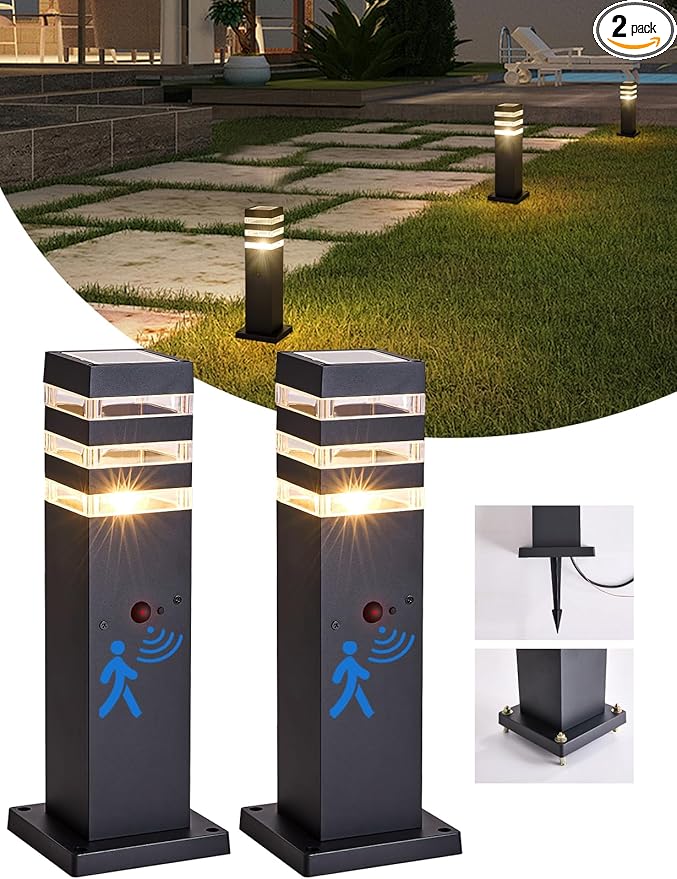 2Pack Motion Sensor Outdoor Floor Lamps Pathway Lights Dusk to Dawn Exterior by DELICAVYLIGHTING