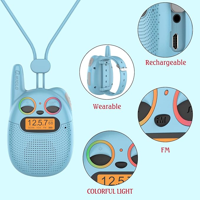 Qniglo Walkie Talkies for Kids Rechargeable 3 Pack, Spy Toys for 4 5 6 7 8 12 - Image 5