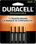 Duracell Rechargeable AAA Batteries 4 Count, Long-lasting Power, All-Purpose by Duracell
