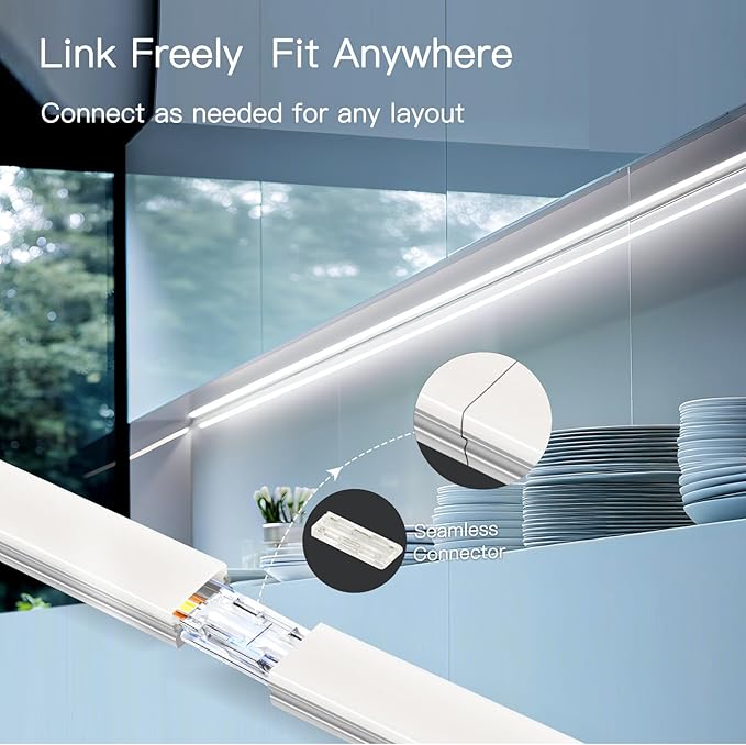 V4light 12'' Aluminum Under Cabinet LED Lights, Plug-in & Wired Touch Dimmer - Image 4