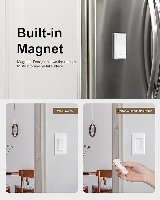 TREEWELL 3 Way Wireless Light Switch and Receiver Kit, Decorator Rocker Wall - Image 5