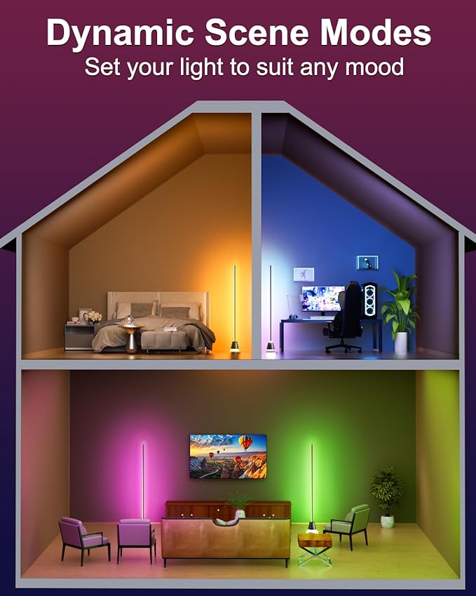 Keepsmile Smart RGB LED Corner Floor Lamp, Bright Tall Standing Lamps - Image 5