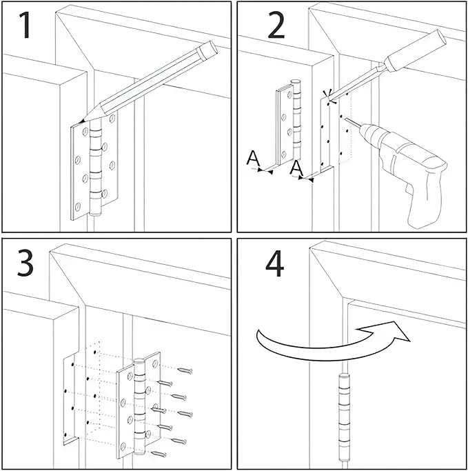 Rounded Door Hinges 3-1/2" x 3.5 inch, 5/8 Radius, Matte Black 3 ½ Inch 12 Pack - Image 7