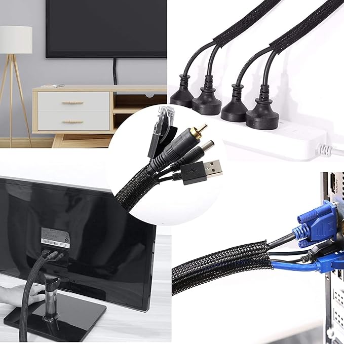 QCSIW 1/2"-10ft*2pcs Black/White Cable Sleeve - Image 8