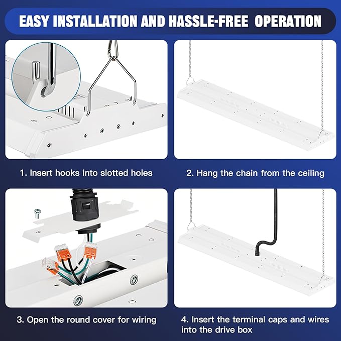 JTT 300/240/200W LED Linear High Bay Light, 45000LM Linear High Bay Shop Light - Image 6