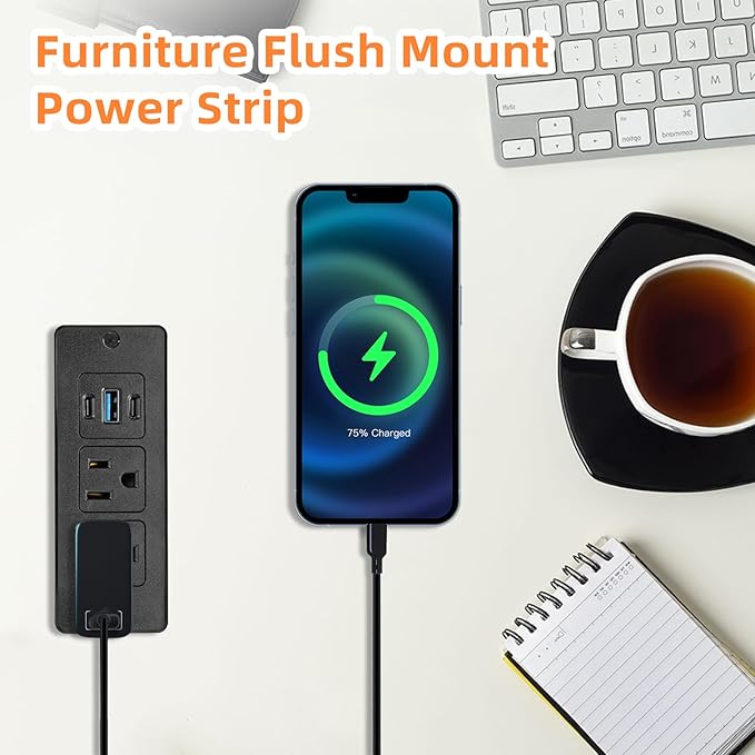 Recessed Power Strip USB, 20W Fast Charging Furniture Outlet - Image 5