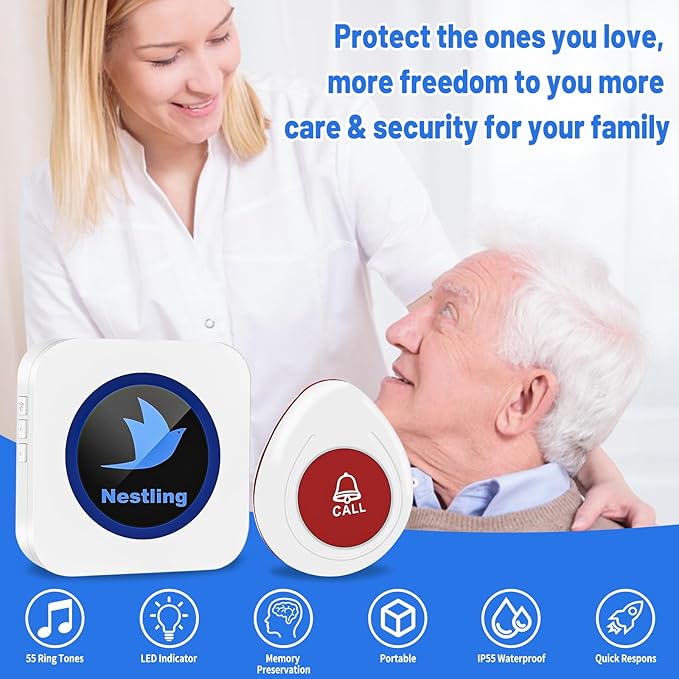 Nestling® Wireless Caregiver Pager SOS Call Button Nurse Alert System Call Bell - Image 3