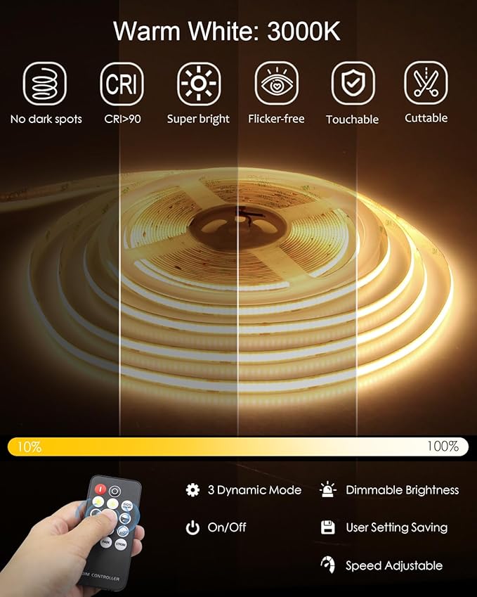 ALITOVE 32.8ft COB LED Lights for Bedroom - Image 2
