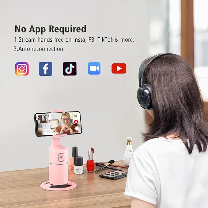 camrola Auto Face Tracking Phone Holder, No App Required, 360° Rotation Face - Image 4