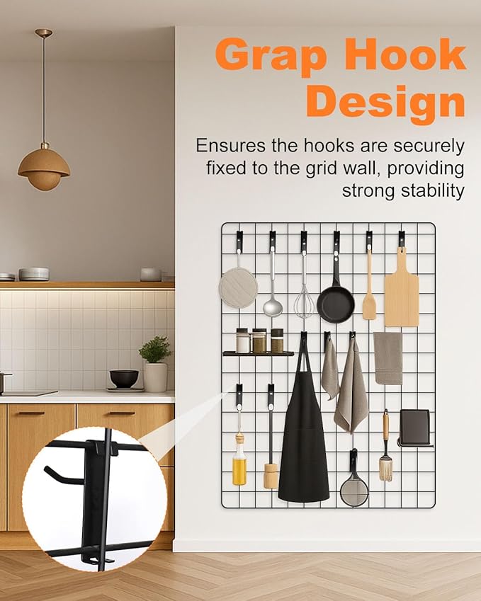 Alffun 50 Pack Grid Wall Hooks, 4 Inch Heavy Duty Wire Grid Display Hooks - Image 5