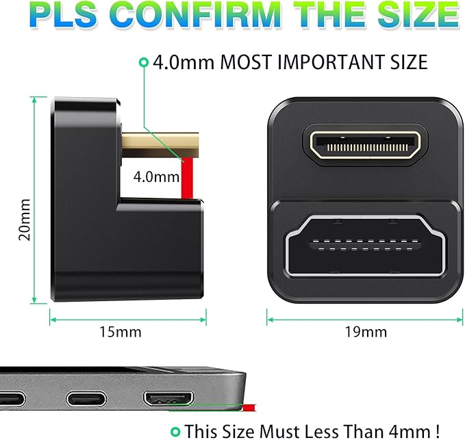 AGVEE 1 Pack 180 Degree Angled Mini HDMI Male to HDMI Female Adapter, U-Shaped - Image 7