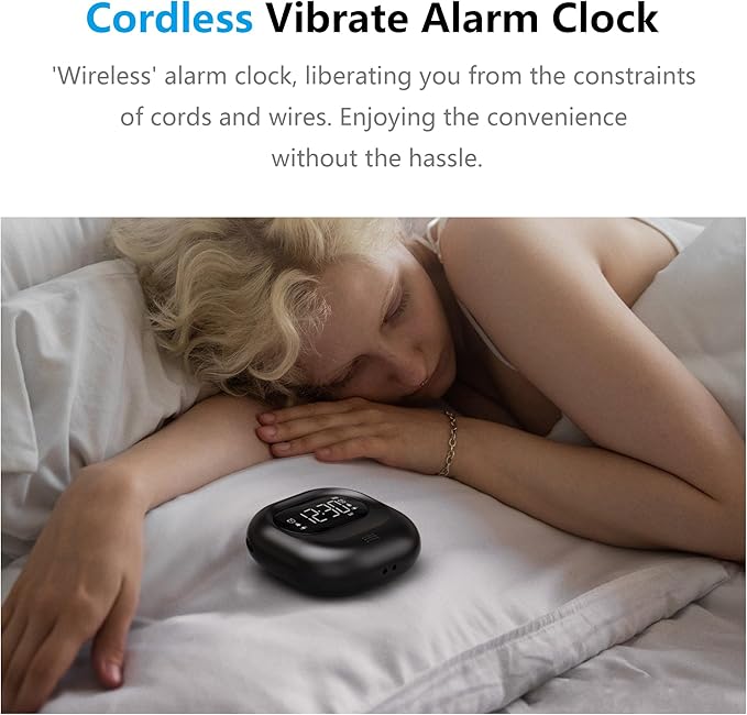 Mesqool Vibrating Alarm Clock for Heavy Sleepers, Battery Operated Rechargeable - Image 2