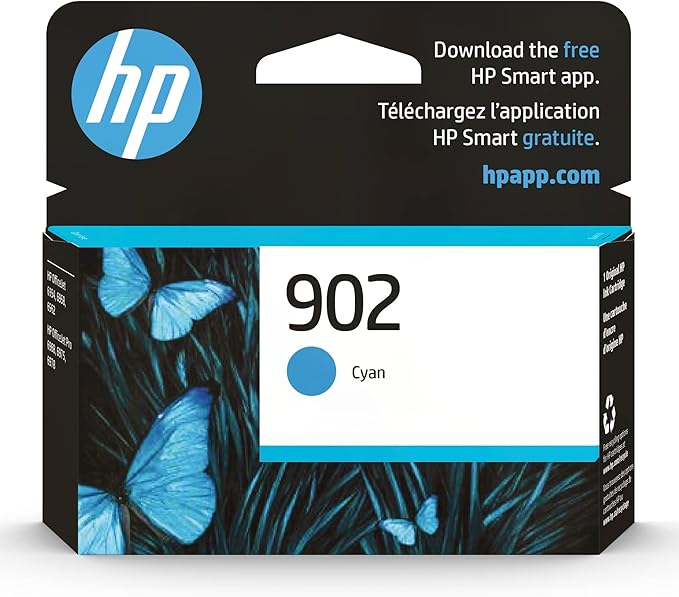 HP 902 Cyan Ink Cartridge | Works OfficeJet 6950, 6960 Series, OfficeJet Pro by HP