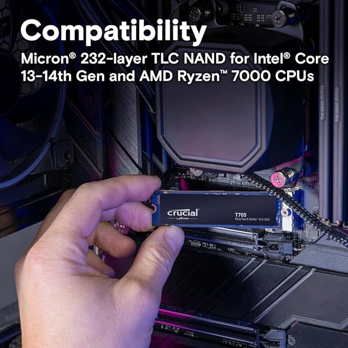 Crucial T705 PCIe Gen5 NVMe 1TB SSD, TLC NAND, Intel & Ryzen Compatible - Image 5