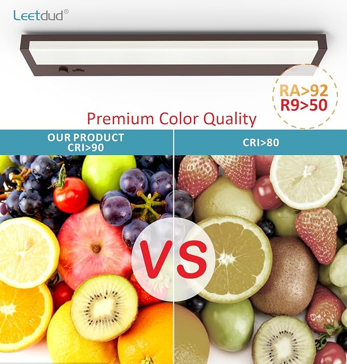 Leetdud Under Cabinet Lighting Plug in or Hardwired Built-in Dimmer, 18 Inch 9W - Image 8