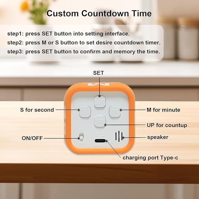 FCXJTU Rotating Cube Pomodoro Visual Timer 5, 10 50 Minutes Preset, - Image 6