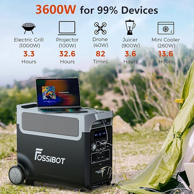 FOSSiBOT F3600 Portable Power Station, 5x120V AC Output 3600W/3840Wh LiFePO4 - Image 2