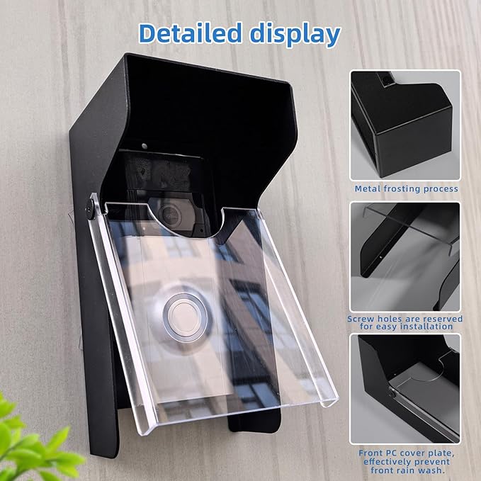 Flip Video Metal Doorbell Rain Cover Sun Shield Hood Plate, Weather Protection - Image 4