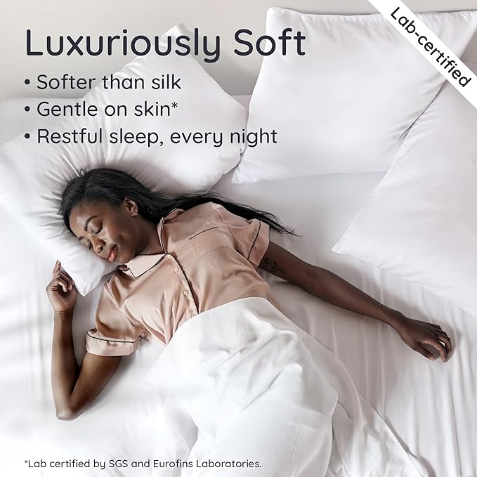 Bambaw Full White Fitted Sheet Only, 100% Viscose Derived from Bamboo Full Size - Image 4