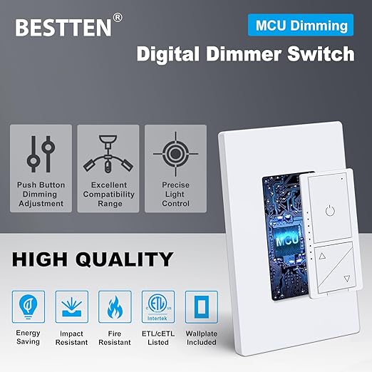 BESTTEN 5 Pack Super Slim Digital Dimmer Light Switch - Image 5
