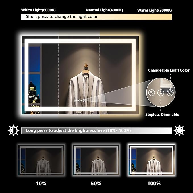 YEELAIT 60x40 Inch LED Bathroom Mirror - Image 4
