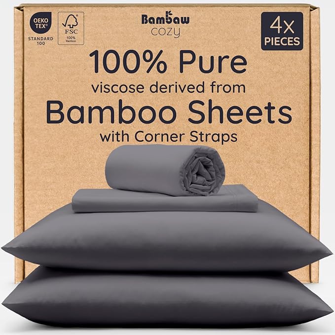 Bambaw 100% Viscose Derived from Bamboo Sheet Set Full Size – 4pcs Cooling by Bambaw