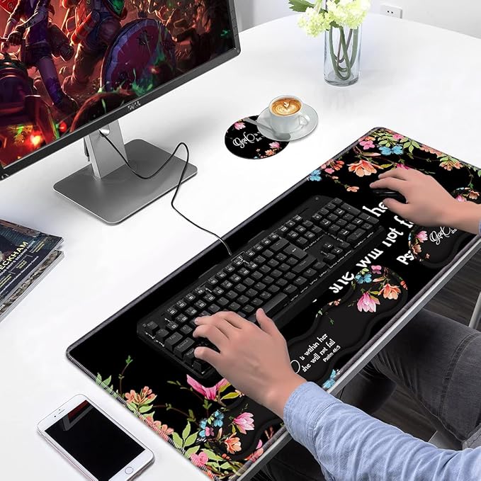 Ergonomic Keyboard Wrist Rest & Mouse Pad Wrist Rest Set, Large Gaming Desk Mat - Image 7
