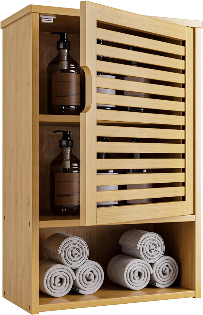 HITNET Bathroom Wall Cabinet, Medicine Cabinet Over The Toilet, Bamboo Hanging by HITNET