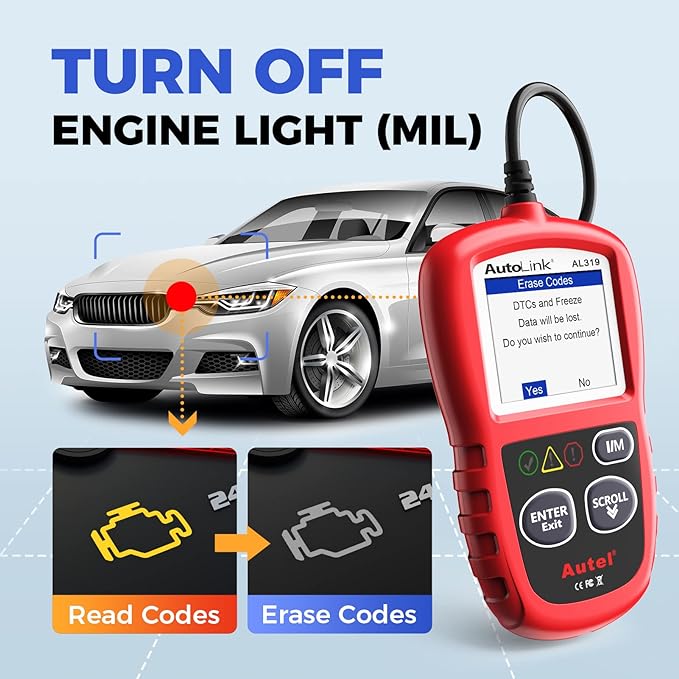 Autel Professional OBD2 Scanner AL319 Code Reader, Enhanced Check and Reset - Image 3