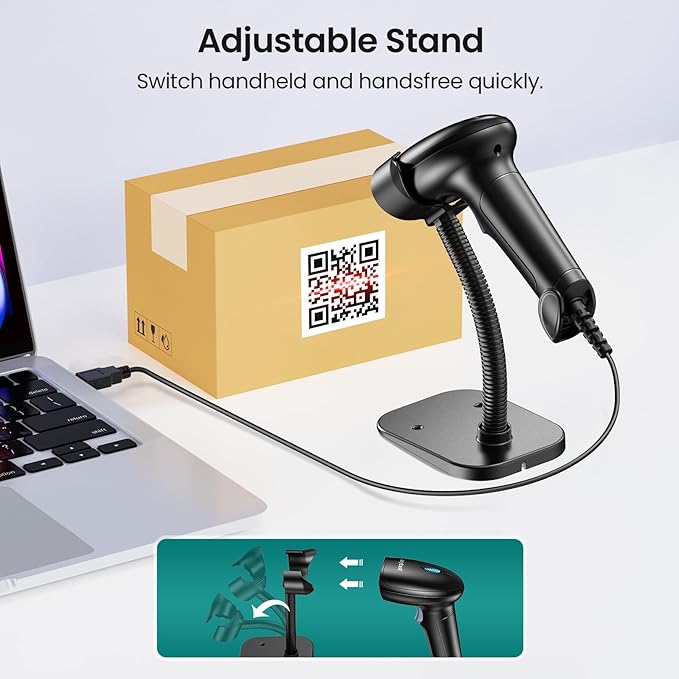 Anyeast 2D 1D Barcode Scanner : USB Wired Inventory QR Scanner - Image 6