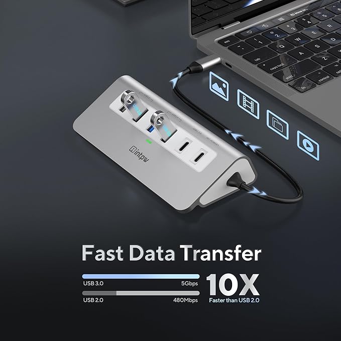 P9 USB C Hub, intpw 9-in-1 USB C Hub Multiport Adapter - Image 4
