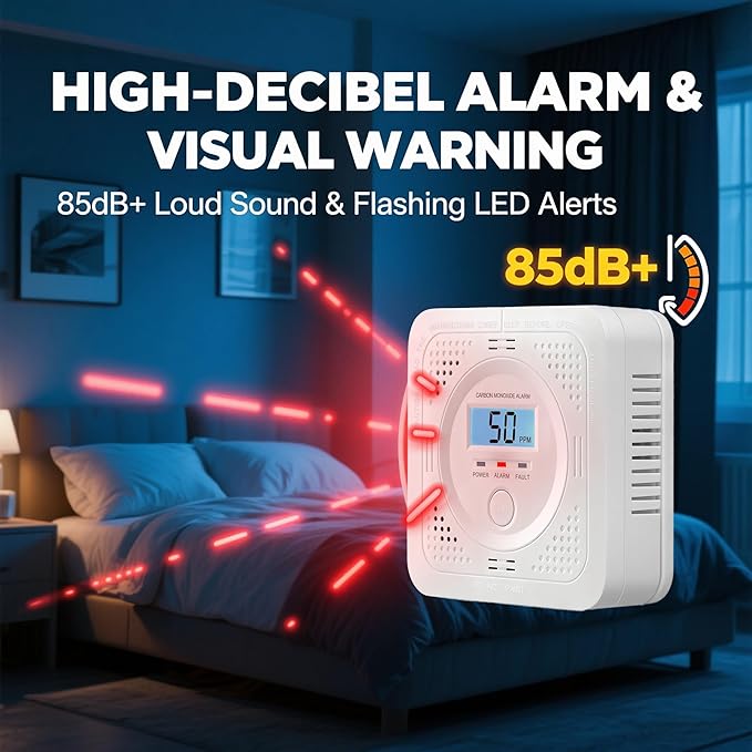 Carbon Monoxide detectors with LCD Constant Display, 85db Alarm & Low Power - Image 5