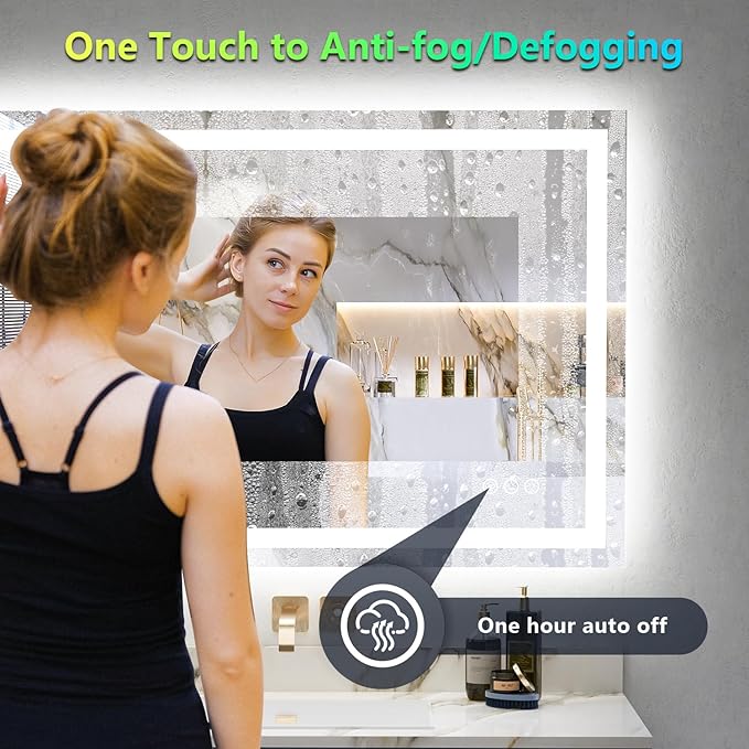 YEELAIT 48x38 Inch RGB LED Bathroom Mirror Front Light and RGB Backlit Lighted - Image 5