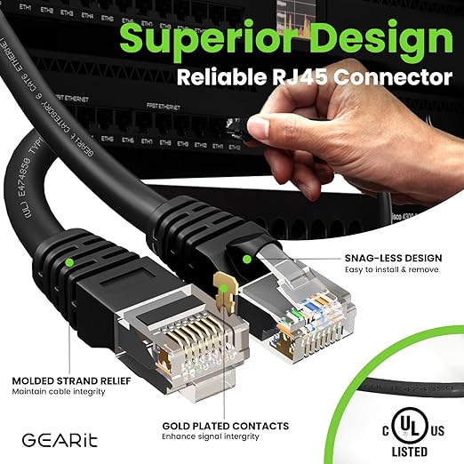GEARit Cat 6 Ethernet Cable Pack – 10-Pack 10 ft Cat6 Ethernet Patch Cables | - Image 4