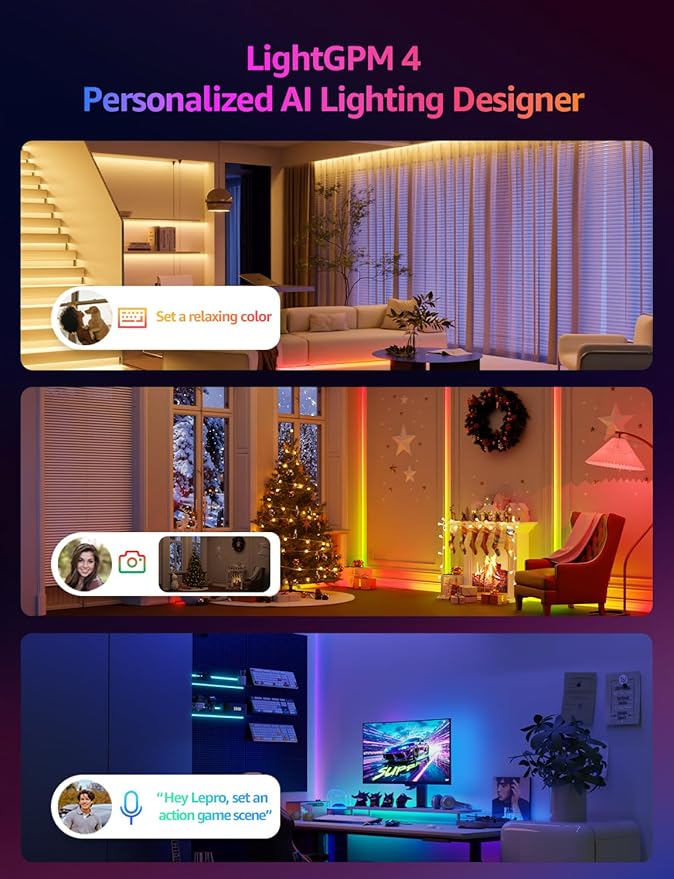Lepro S1 AI LED Strip Lights for Bedroom - 50ft Smart RGB Light Strips - Image 2