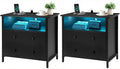 Tykacna 27 Inch Wide Night Stand, Large Wood Night Stand Set 2 by Tykacna