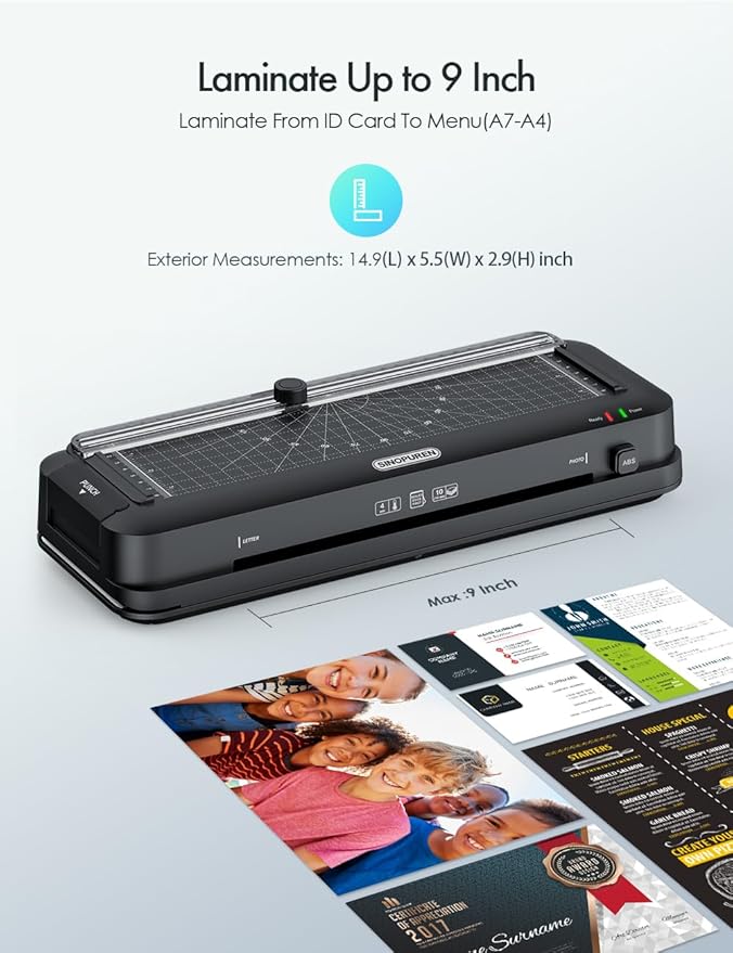 SINOPUREN 9-Inch Laminator Machine, Fast 3-Min Warm-Up, 3-in-1 Thermal Laminator - Image 4