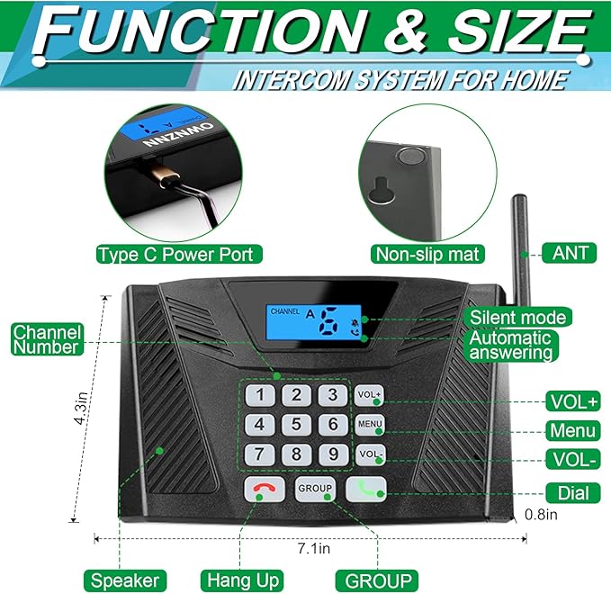SANZUCO Intercoms Wireless for Home Upgraded, 5300ft Full Duplex Intercom - Image 6