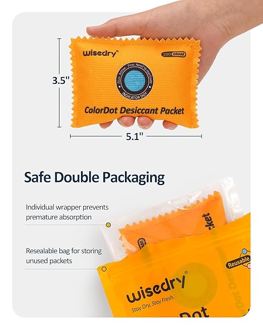 wisedry 100g Rechargeable Color-Indicating Desiccant Packs - Image 6