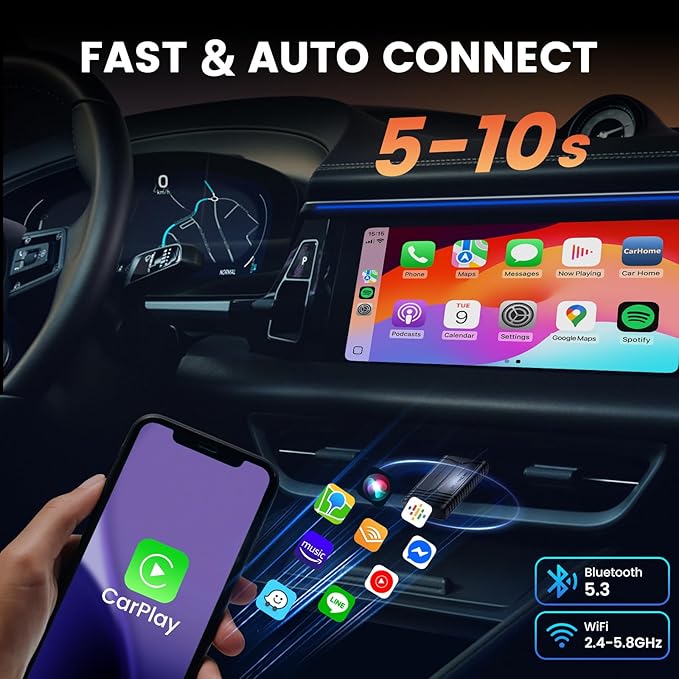 HEYINCAR+ H-Air Wireless CarPlay & Android Auto Adapter, 2025 Upgrade, Plug & - Image 5