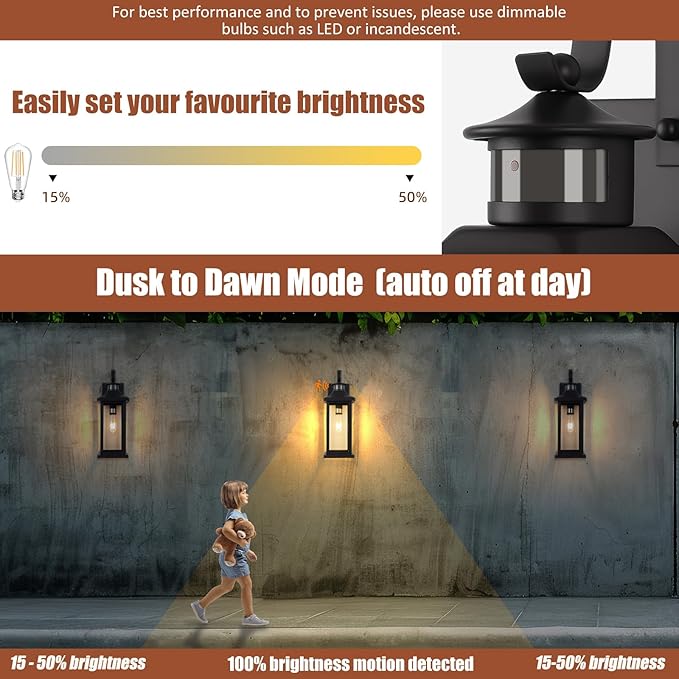 Roravilila 1-Pack 18 Inch Motion Sensor Front Porch Light IP65 Waterproof - Image 3