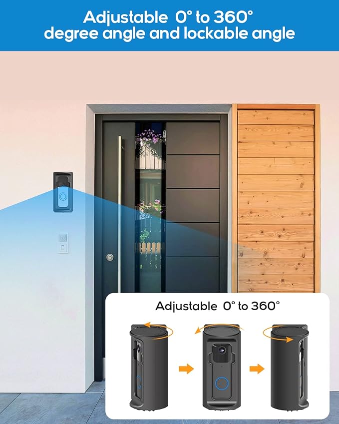 Anti-Theft Video Doorbell Mount，Adjustable 360° Degree Doorbell Angle No-Drill - Image 3